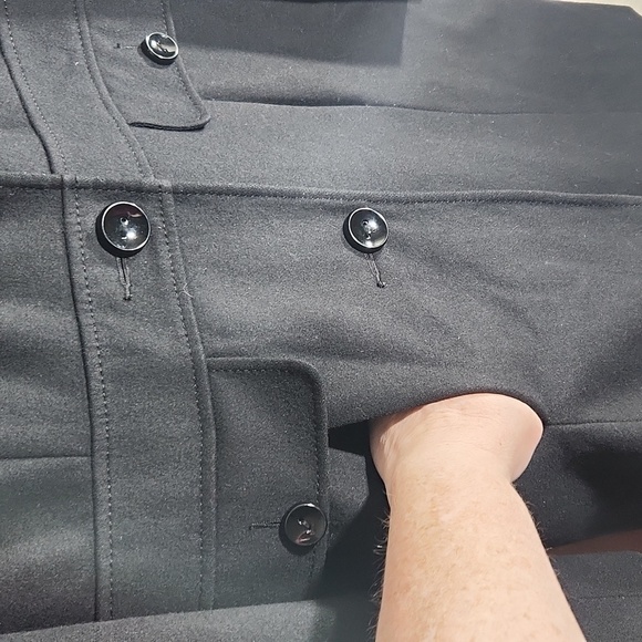 Kenneth Cole Reaction Womens Coat Size 12 Back Trench Wool Blend Black Jacket - Picture 3 of 15